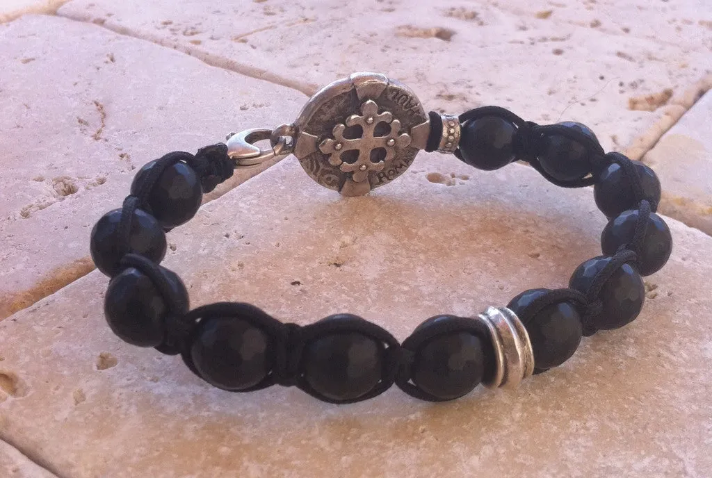 Sterling Silver Cross Coin Bracelet