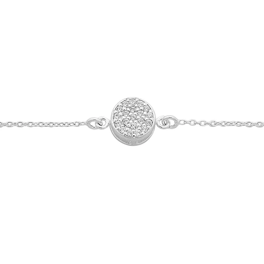 Sterling Silver Cubic Zirconia Pave Disc Bracelet