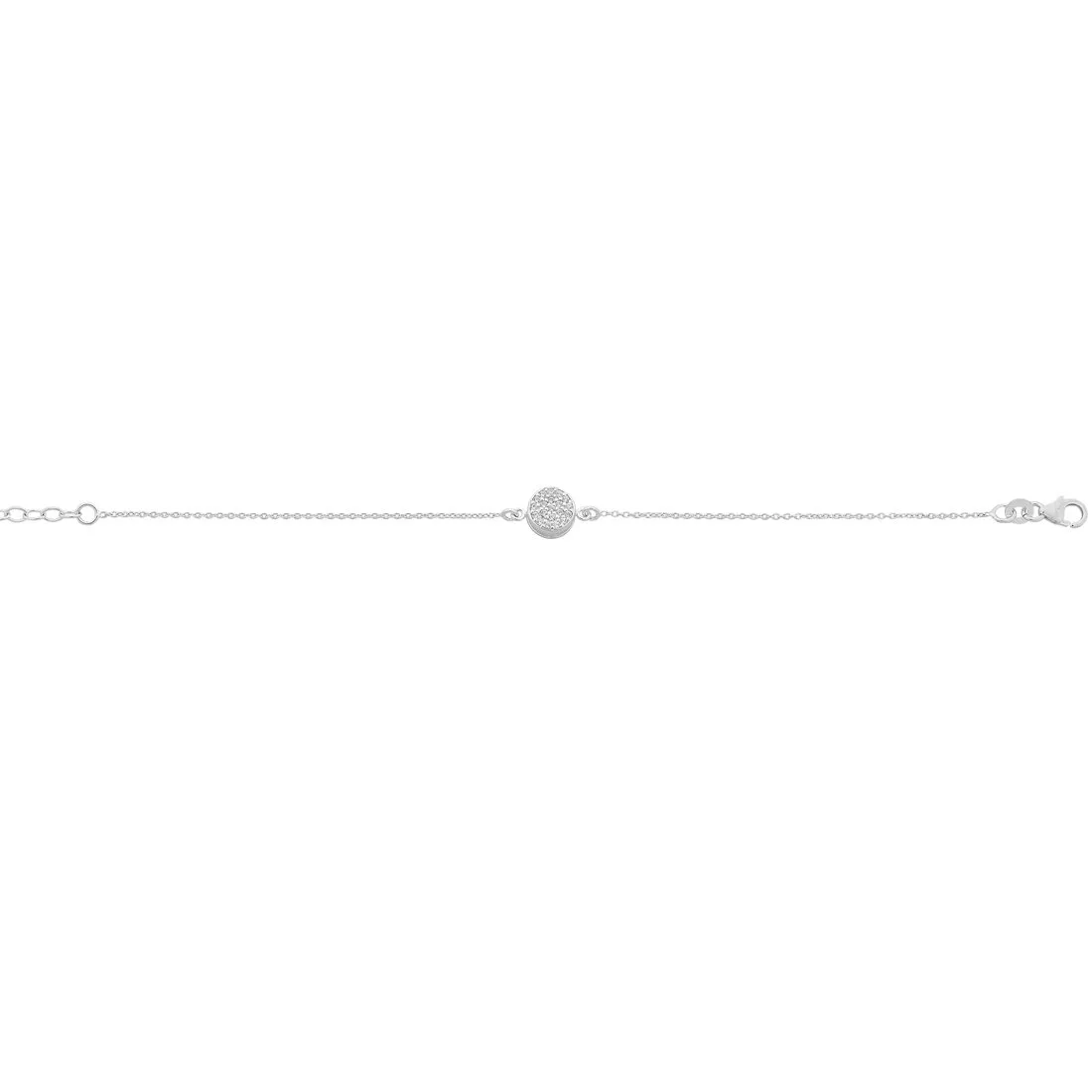 Sterling Silver Cubic Zirconia Pave Disc Bracelet