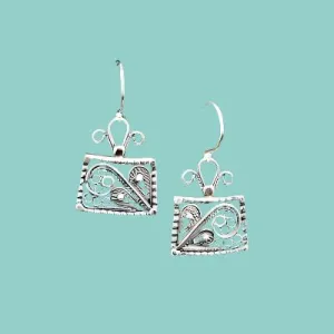 Sterling silver earrings for women, Filigree earrings. Ethnic silver jewelry