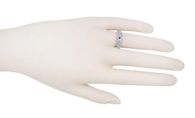 Sterling Silver Edwardian Filigree Ruby Band