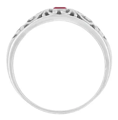 Sterling Silver Edwardian Filigree Ruby Band