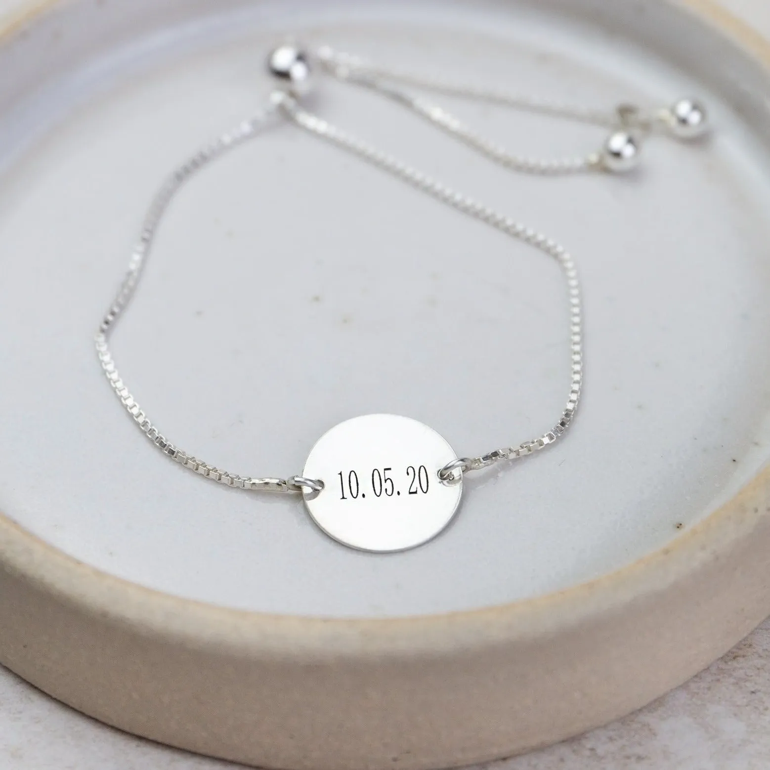 Sterling Silver Engraved Monogram Bracelet