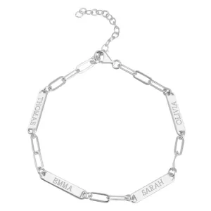 Sterling Silver Engraved Mothers Bracelet on Paperclip Chain