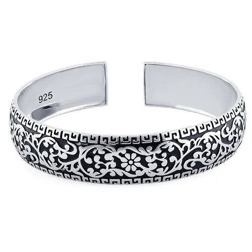 Sterling Silver Flower Garden Bangle Bracelet