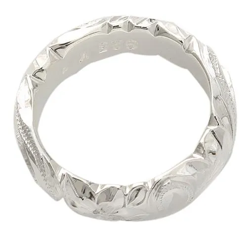 Sterling Silver Hawaiian Scroll Oval Cut Out Edge Ring 6mm Heavy Weight (2.5mm)