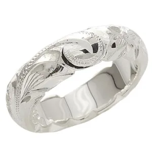 Sterling Silver Hawaiian Scroll Oval Cut Out Edge Ring 6mm Heavy Weight (2.5mm)