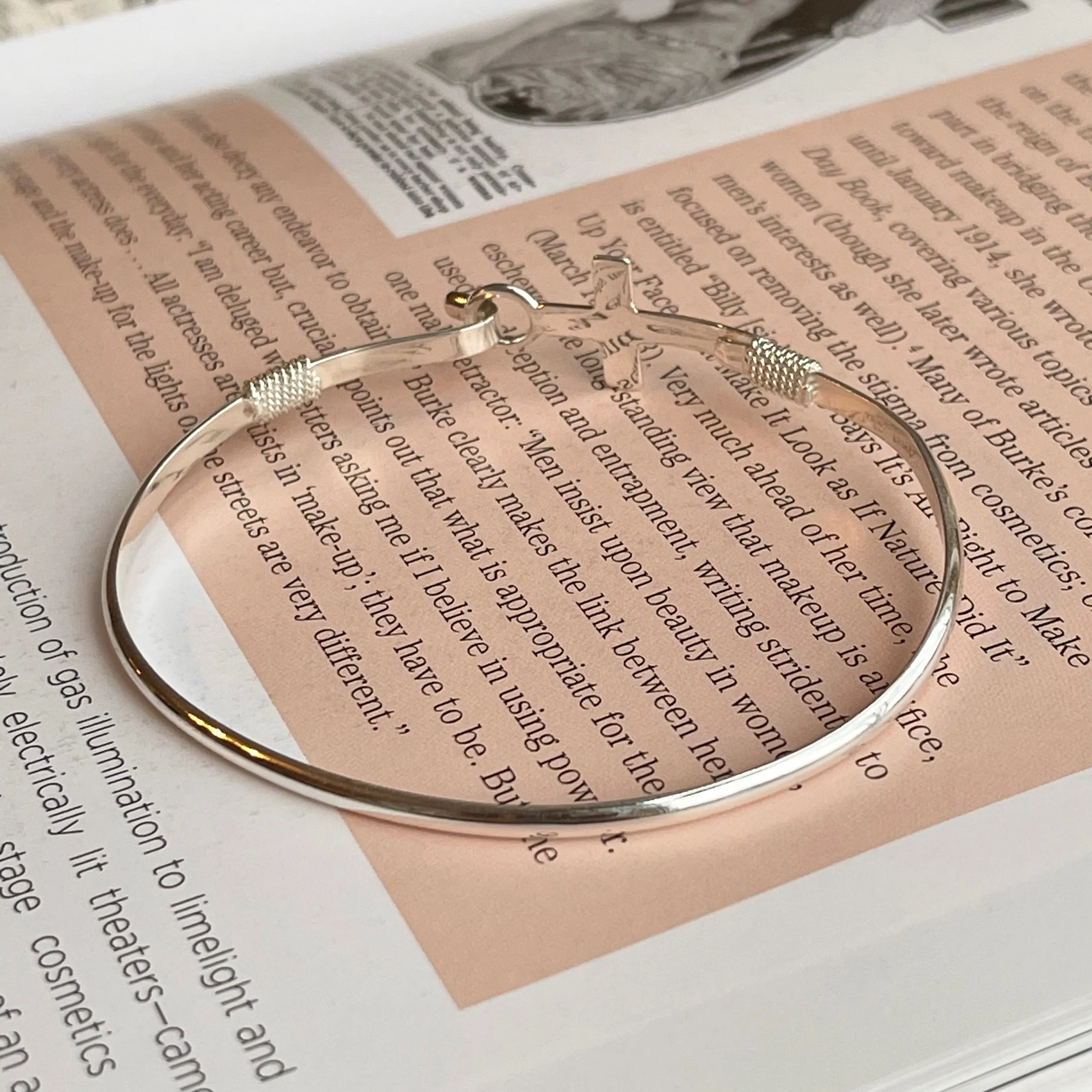 Sterling Silver Sideways Cross Stacking Bangle Bracelet