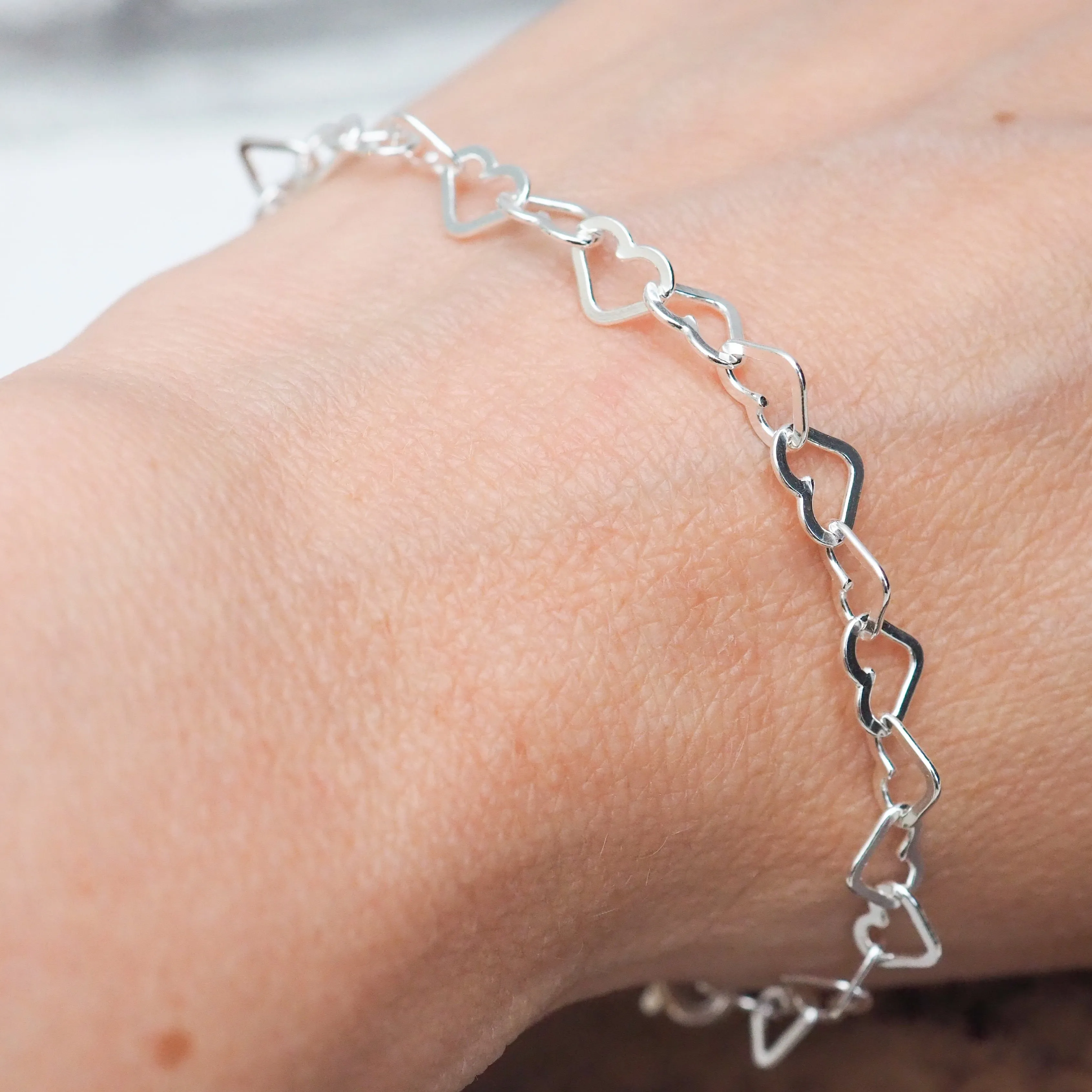 Sterling Silver Small Heart Chain Bracelet