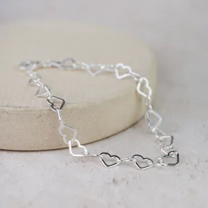 Sterling Silver Small Heart Chain Bracelet