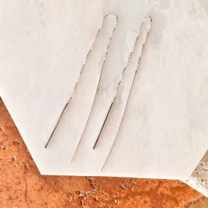 Sterling Silver Threader Box Chain Bar Ear Wire Earrings