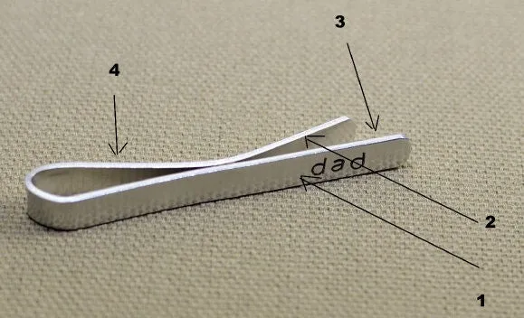 Sterling silver tie clip with custom monogram