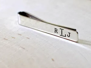 Sterling Silver Tie Clip with Personalized Monogram