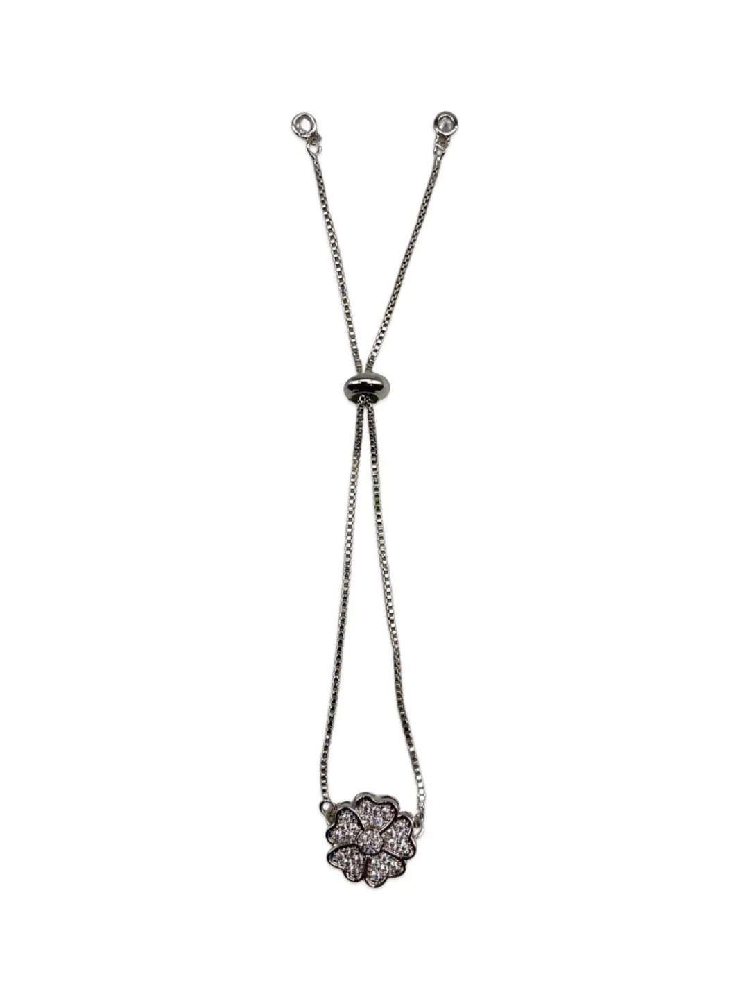 Stylish Silver Plated  Flower Adjustable A D Bracelet for Girls and Women