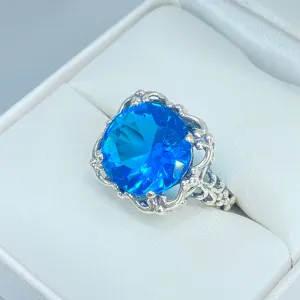 Swiss Blue Topaz Victorian Ring #D103