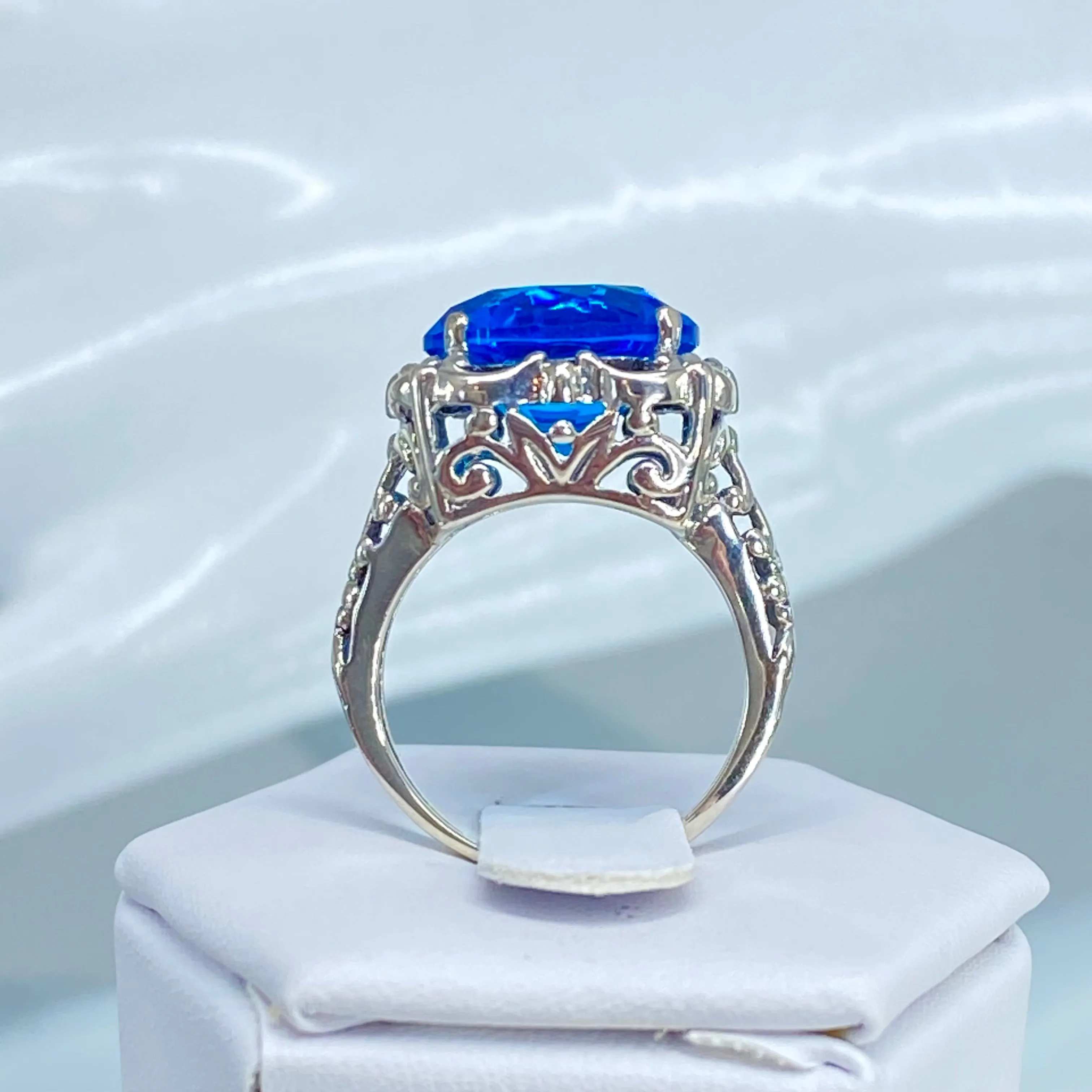 Swiss Blue Topaz Victorian Ring #D103