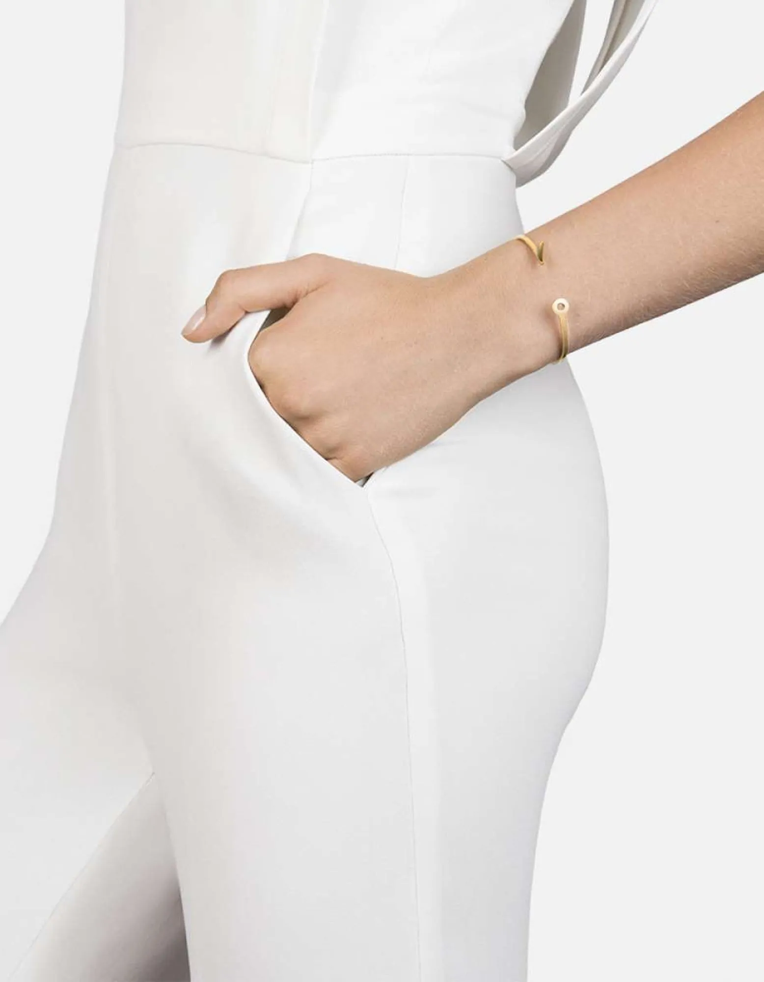 Thin Fish Hook Cuff, Gold Vermeil