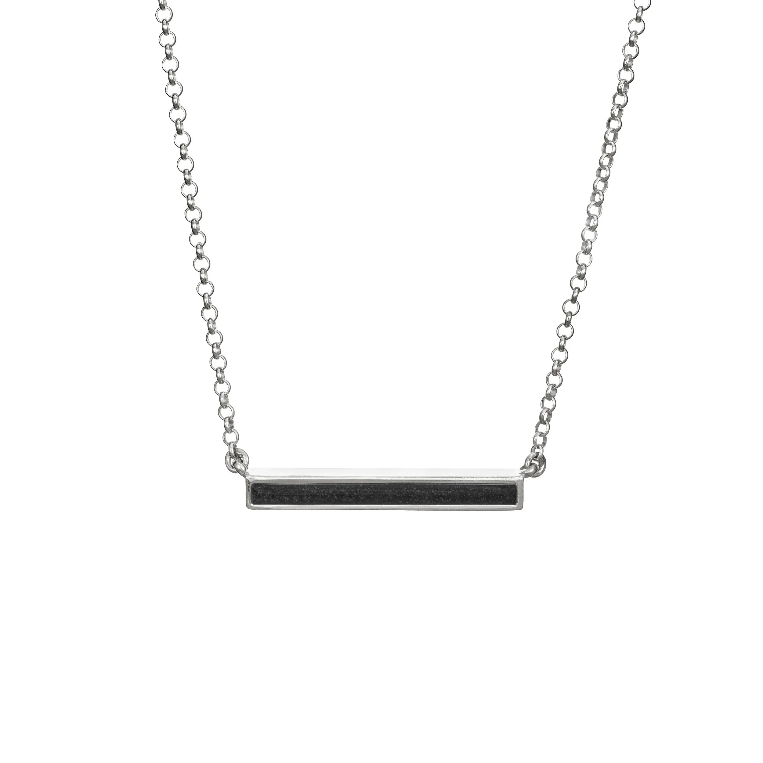 Thin Lateral Bar Cremation Necklace in Sterling Silver