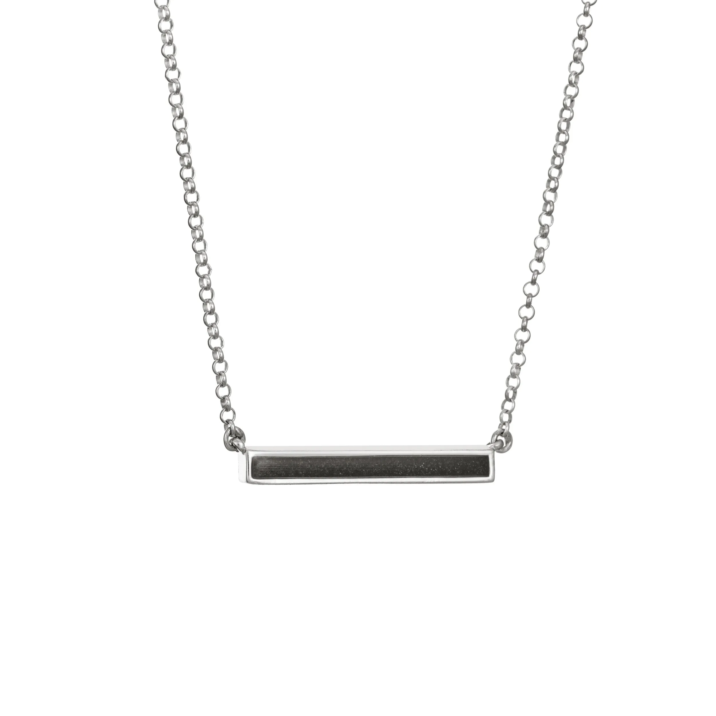 Thin Lateral Bar Cremation Necklace in Sterling Silver