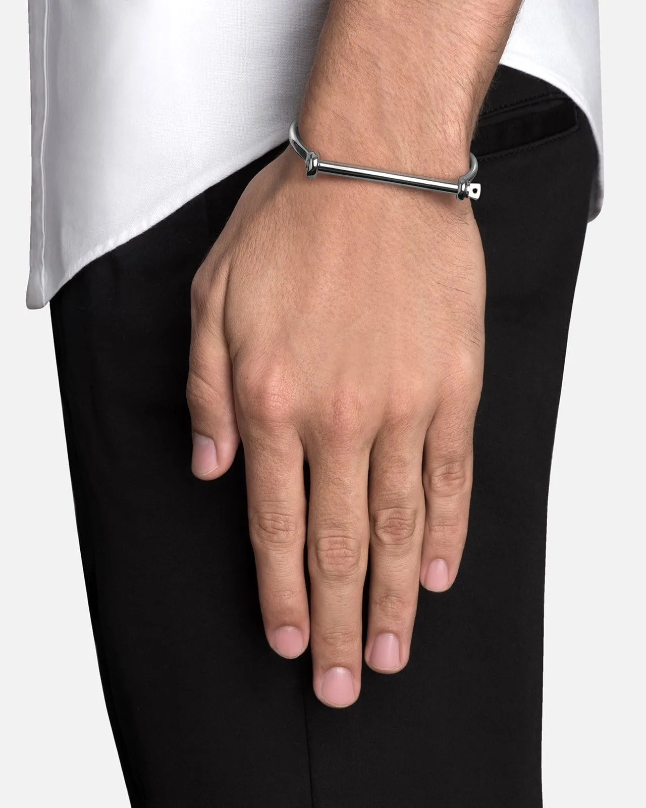 Thin Screw Cuff, Sterling Silver