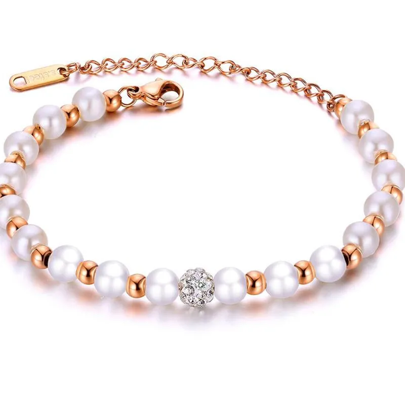 Titanium Steel Inlaid Zircon Bead Bracelet