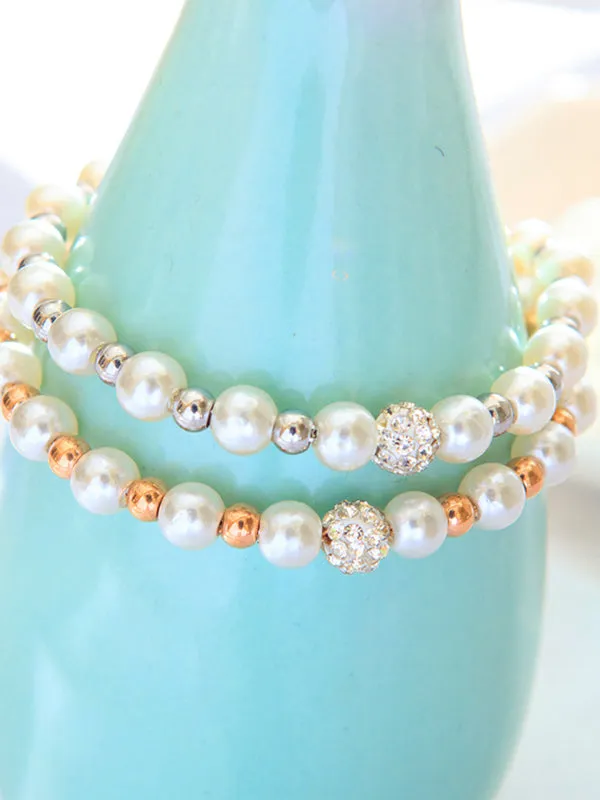 Titanium Steel Inlaid Zircon Bead Bracelet