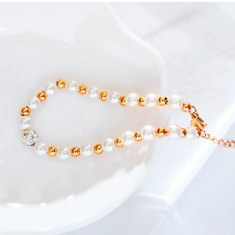 Titanium Steel Inlaid Zircon Bead Bracelet