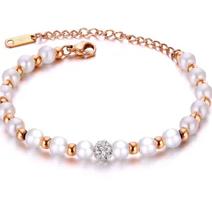 Titanium Steel Inlaid Zircon Bead Bracelet
