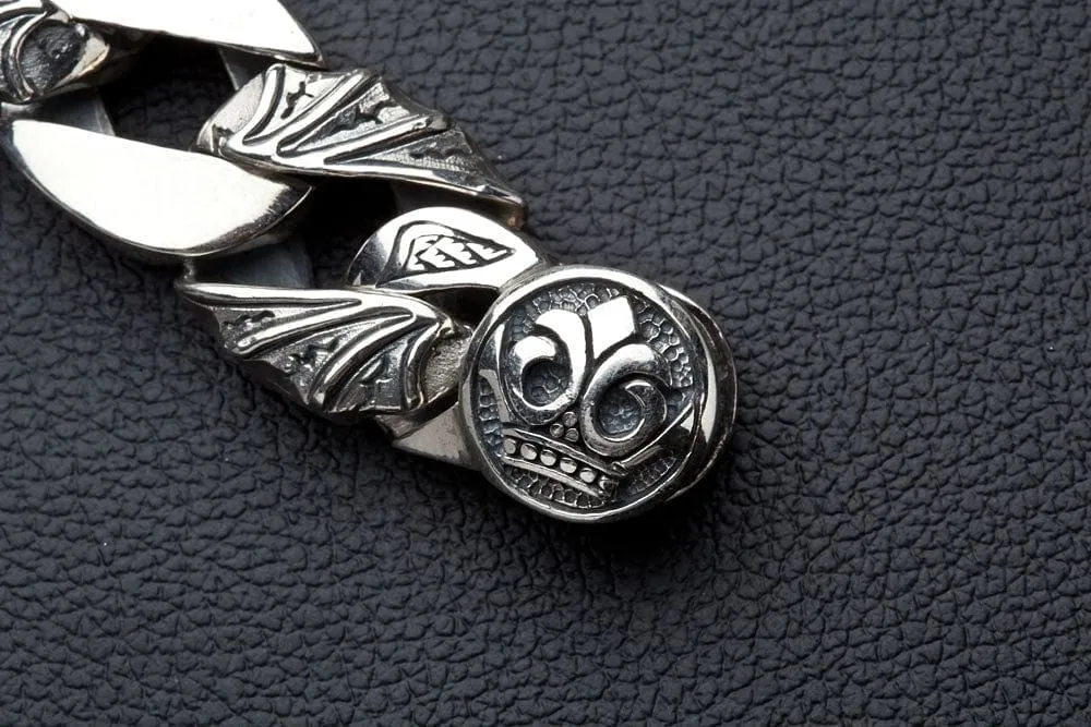 Tribal Crown Sterling Silver Mens Bracelet