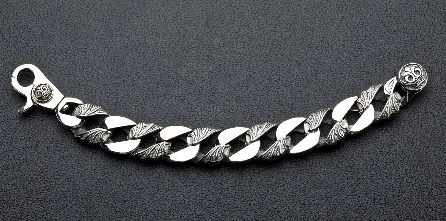 Tribal Crown Sterling Silver Mens Bracelet