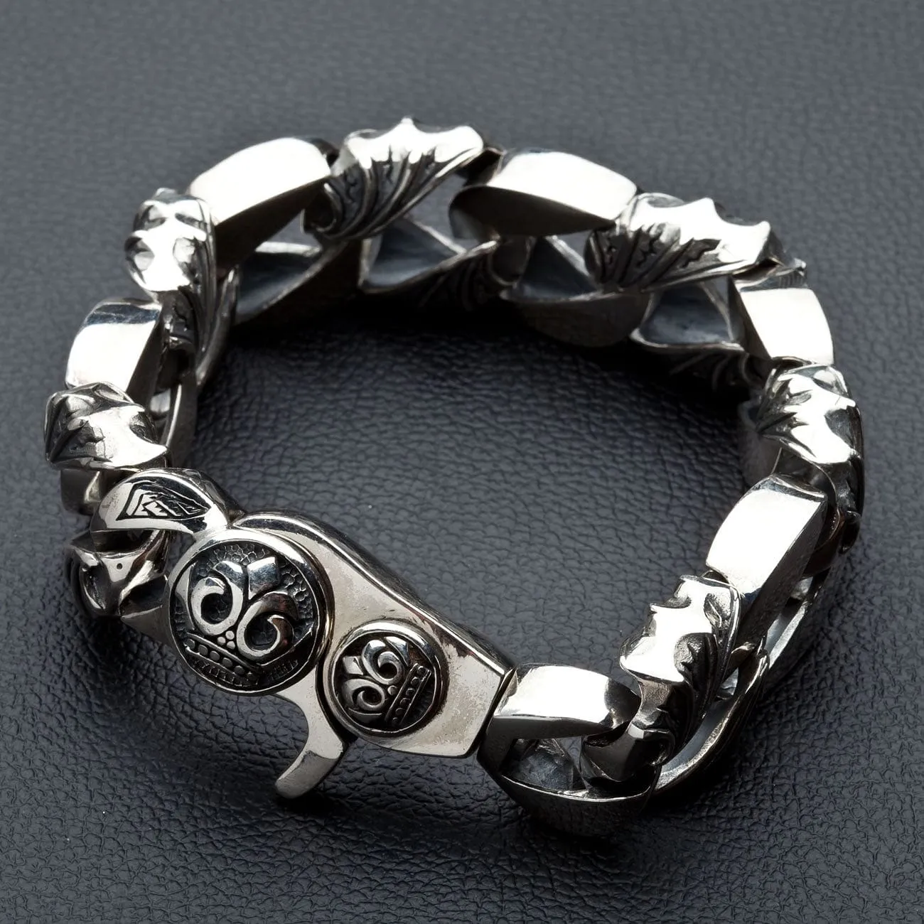 Tribal Crown Sterling Silver Mens Bracelet