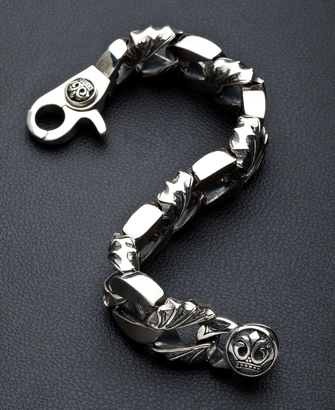 Tribal Crown Sterling Silver Mens Bracelet