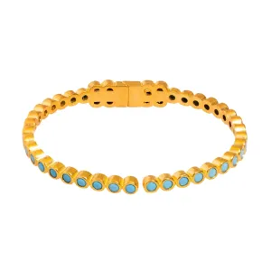 Turquoise Gemstone & Gold Dainty Bangle Bracelet