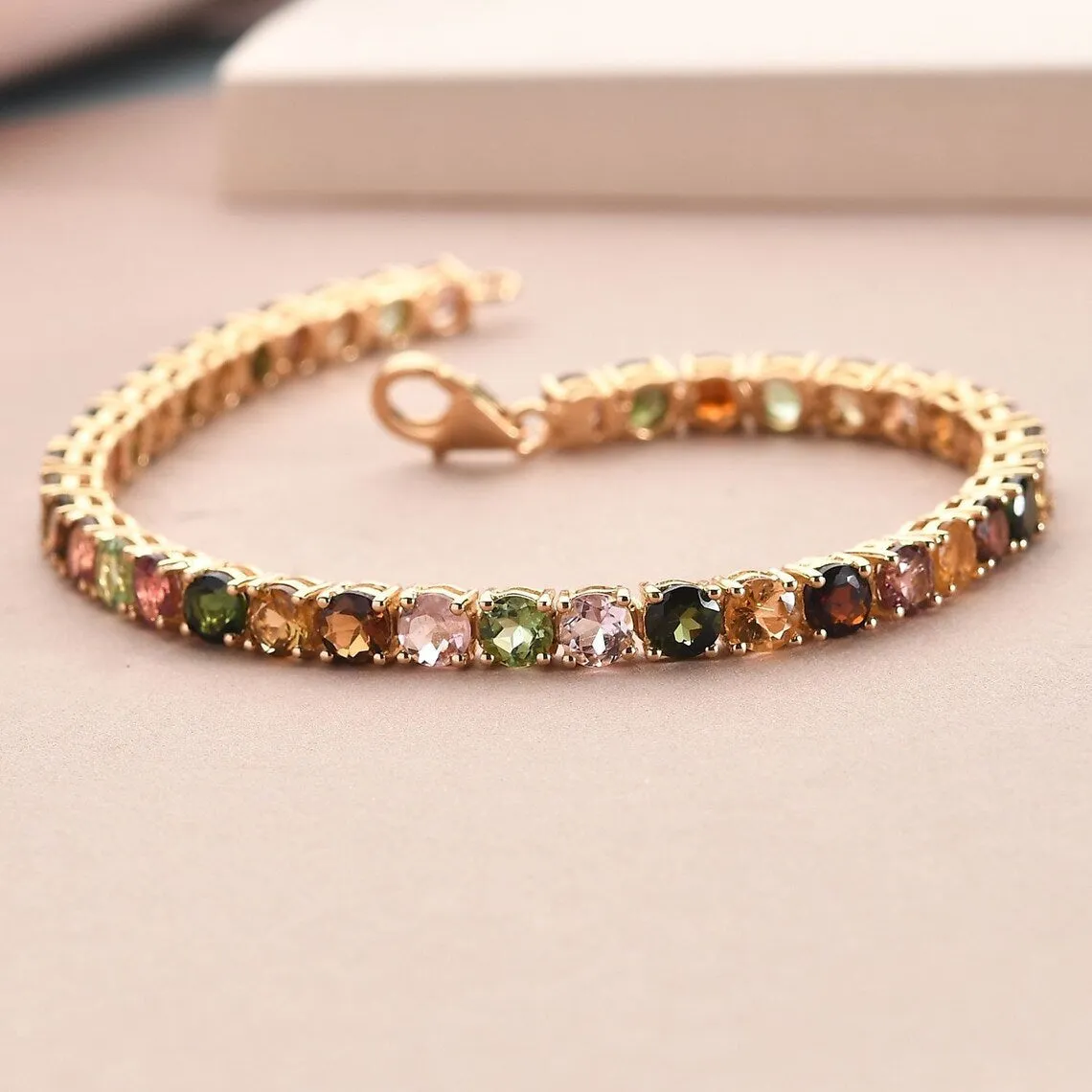 Unique Multi Tourmaline Bracelet For Women 925 Sterling Silver Wedding Gift Bracelet October Birthstone