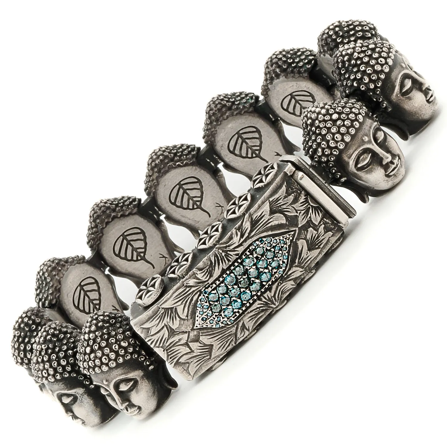Unique Silver And Diamond Buddha Peace Bracelet