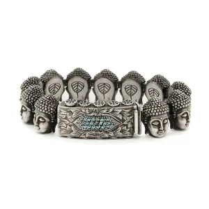 Unique Silver And Diamond Buddha Peace Bracelet