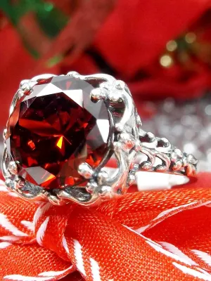Victorian Ring, Red Garnet Cubic Zirconia (CZ)  #D103