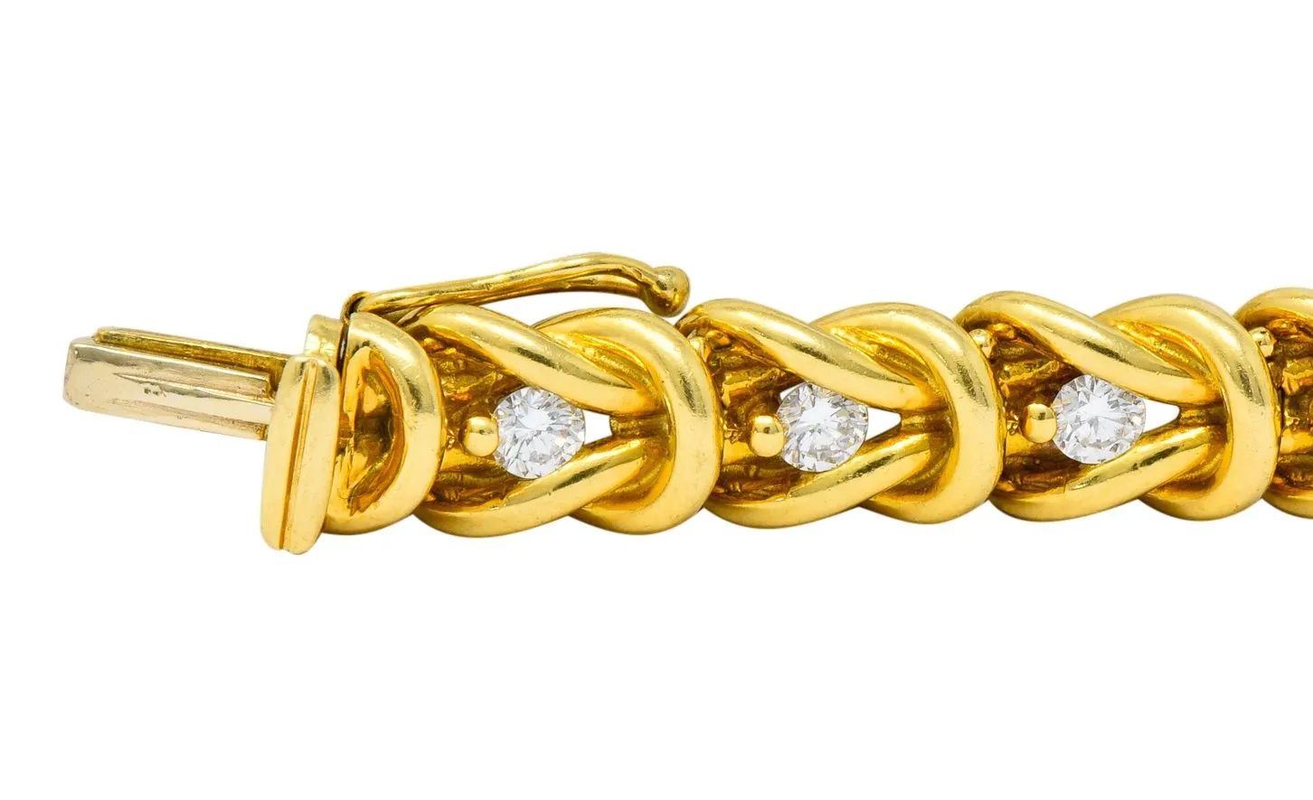 Vintage 1.68 CTW Diamond 18 Karat Gold Knot Link Bracelet