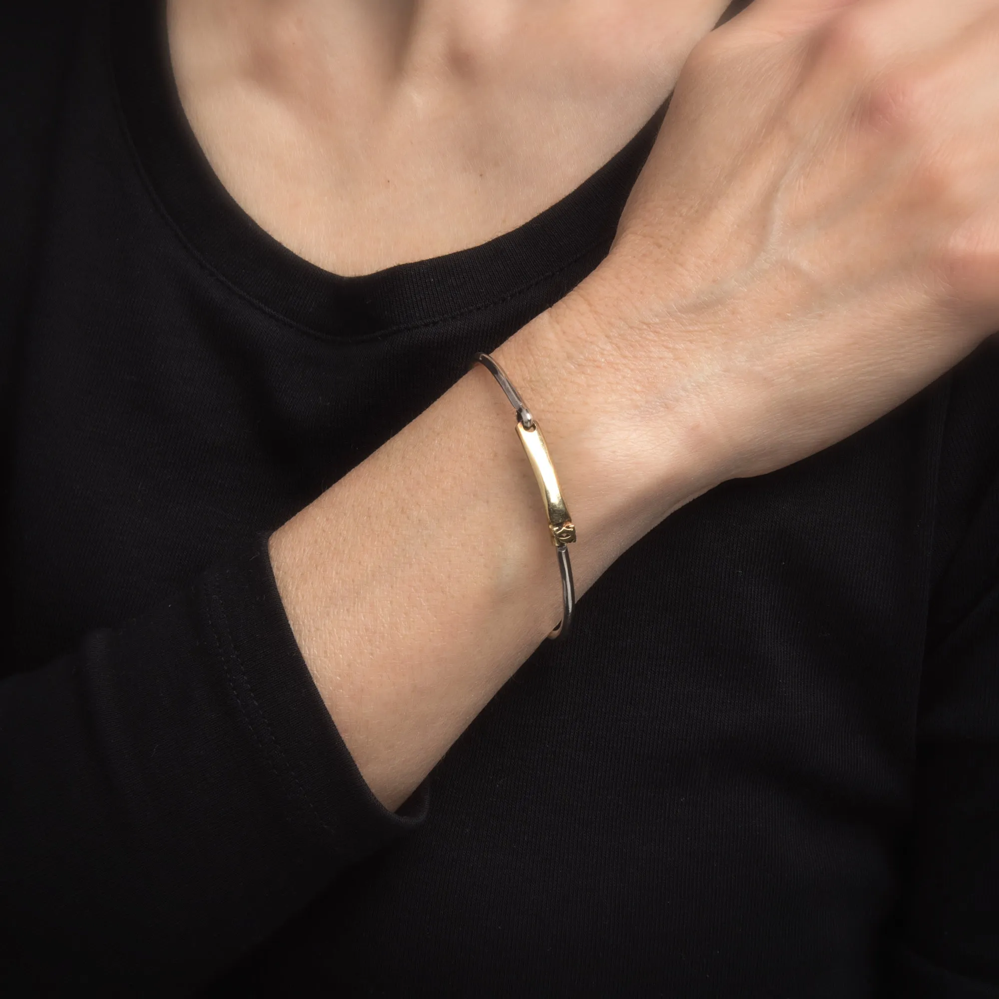 Vintage 60s Cartier Bangle Bracelet 18k Yellow Gold Sterling Silver Signed