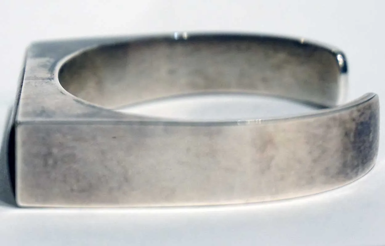 Vintage American Southwest Silver, Inlaid Mother-of-Pearl and Rosewood Cuff Bracelet