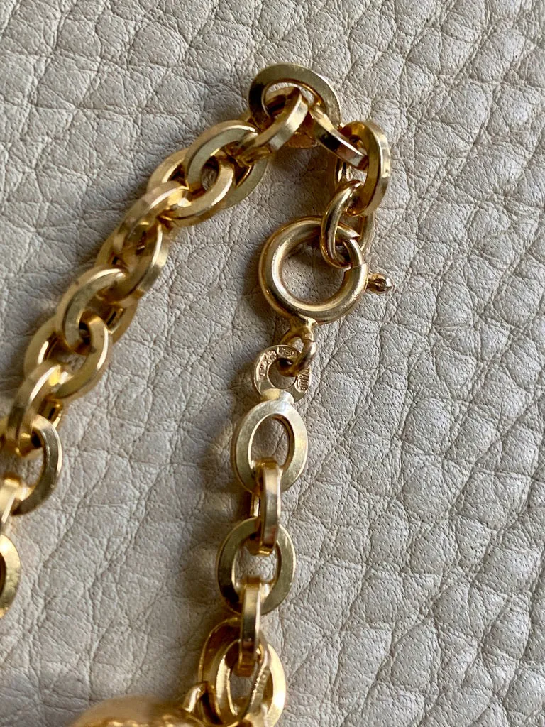 Vintage Italian UnoAErre Biker Link Chain Bracelet in 18k Gold - 7 inch length