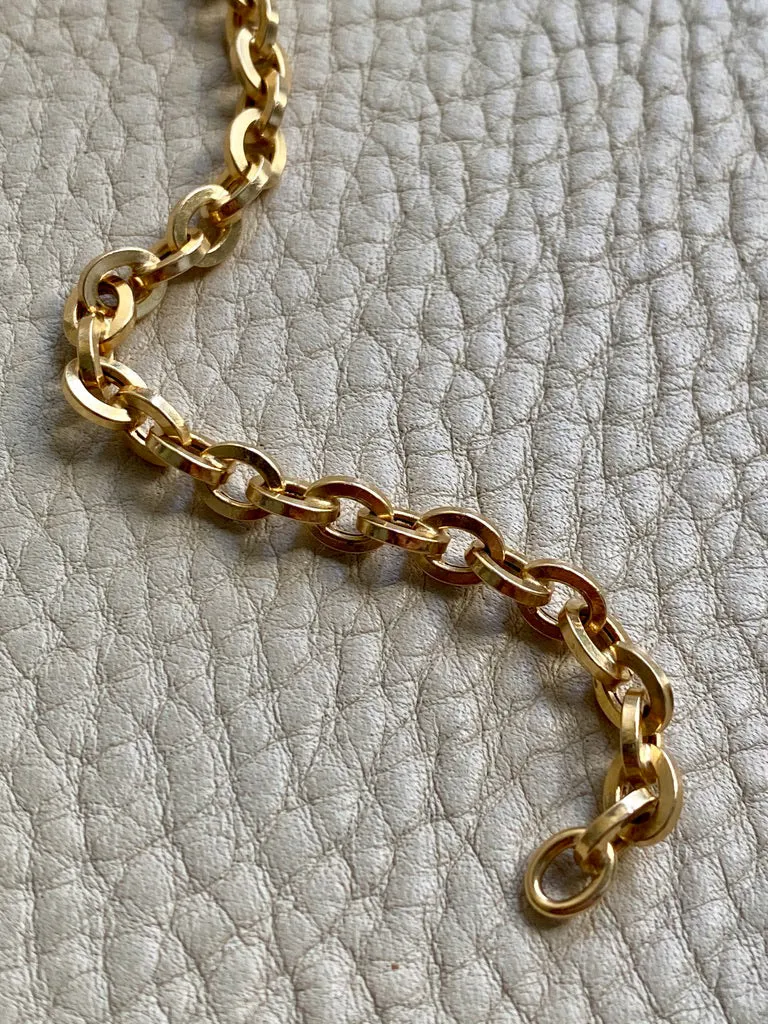 Vintage Italian UnoAErre Biker Link Chain Bracelet in 18k Gold - 7 inch length
