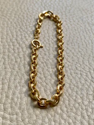 Vintage Italian UnoAErre Biker Link Chain Bracelet in 18k Gold - 7 inch length