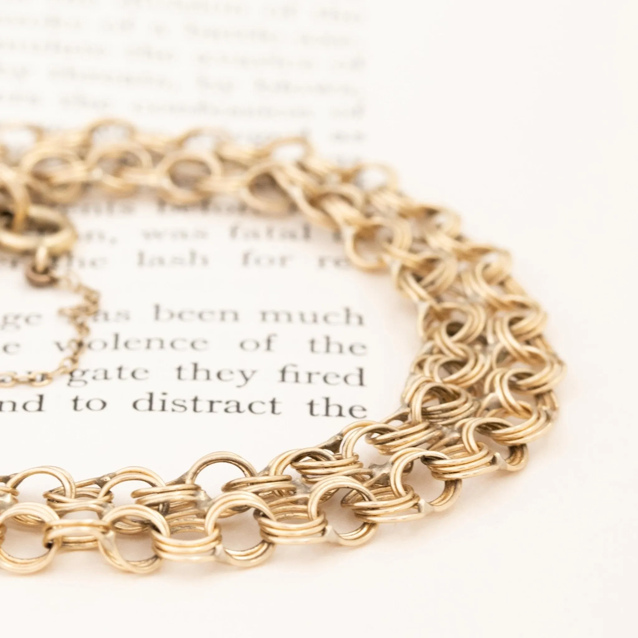 Vintage Triple Circle Link Gold Bracelet
