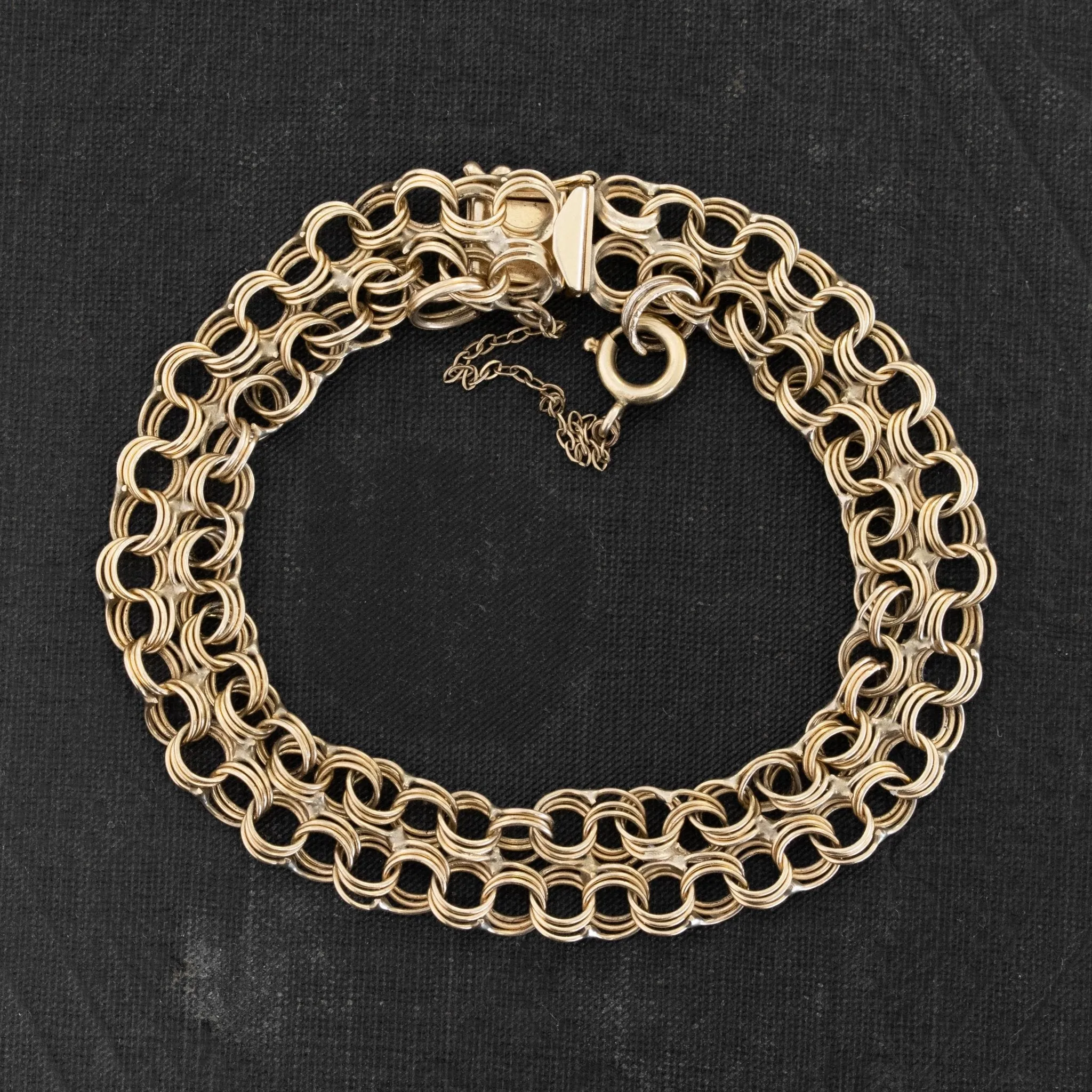 Vintage Triple Circle Link Gold Bracelet