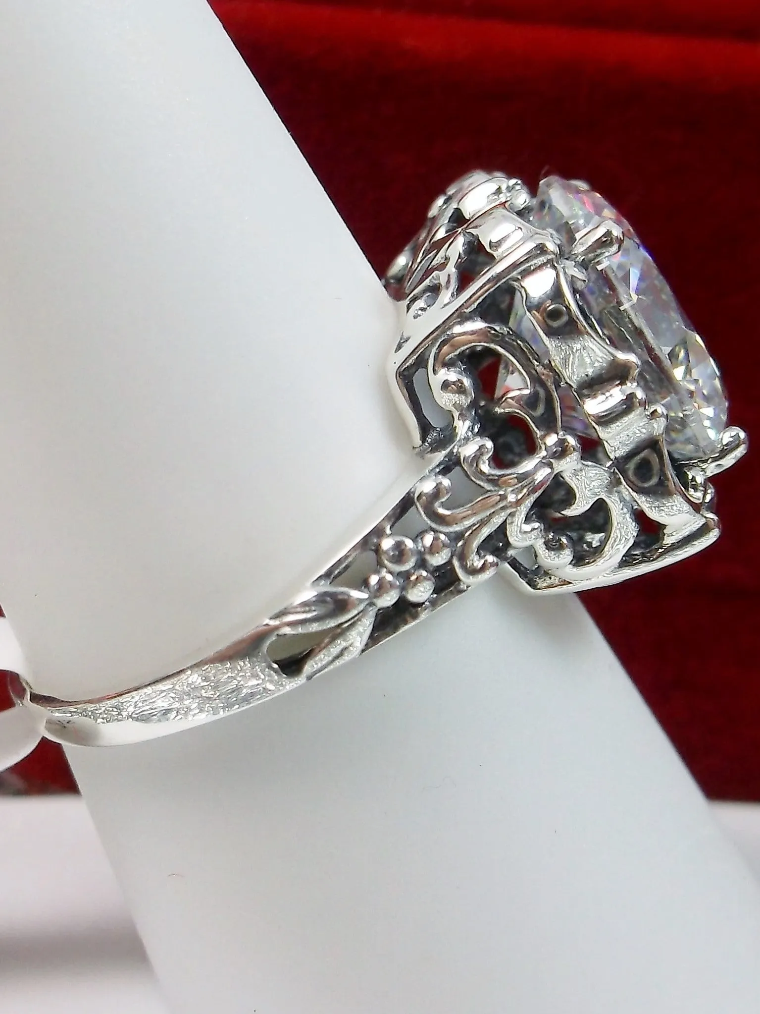 White Cubic Zirconia (CZ) Victorian Ring #D103