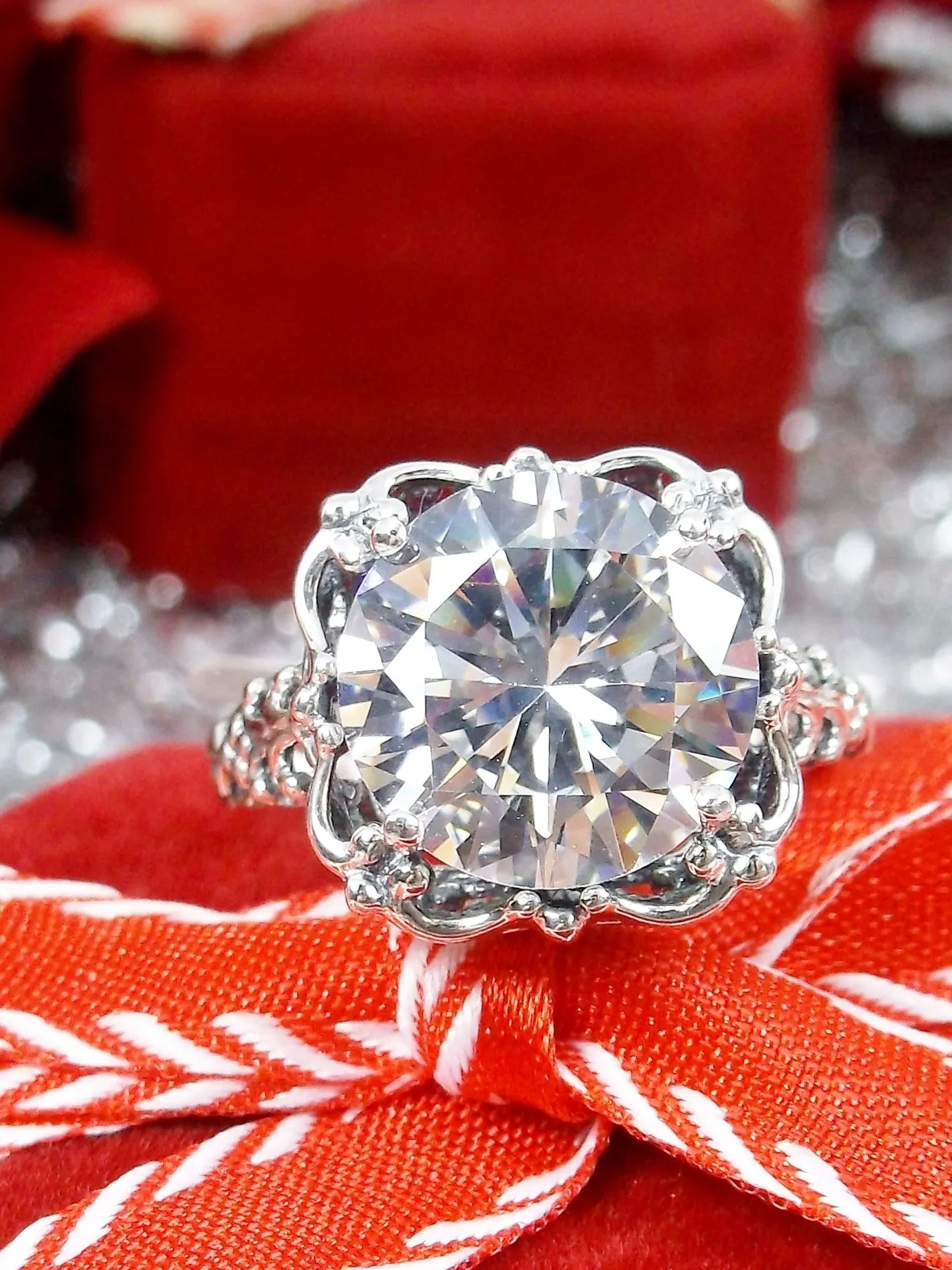 White Cubic Zirconia (CZ) Victorian Ring #D103