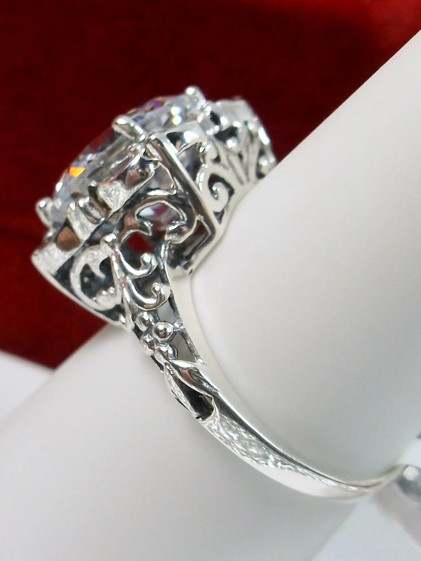 White Cubic Zirconia (CZ) Victorian Ring #D103