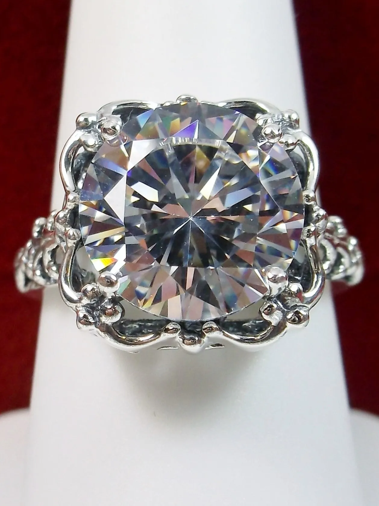 White Cubic Zirconia (CZ) Victorian Ring #D103