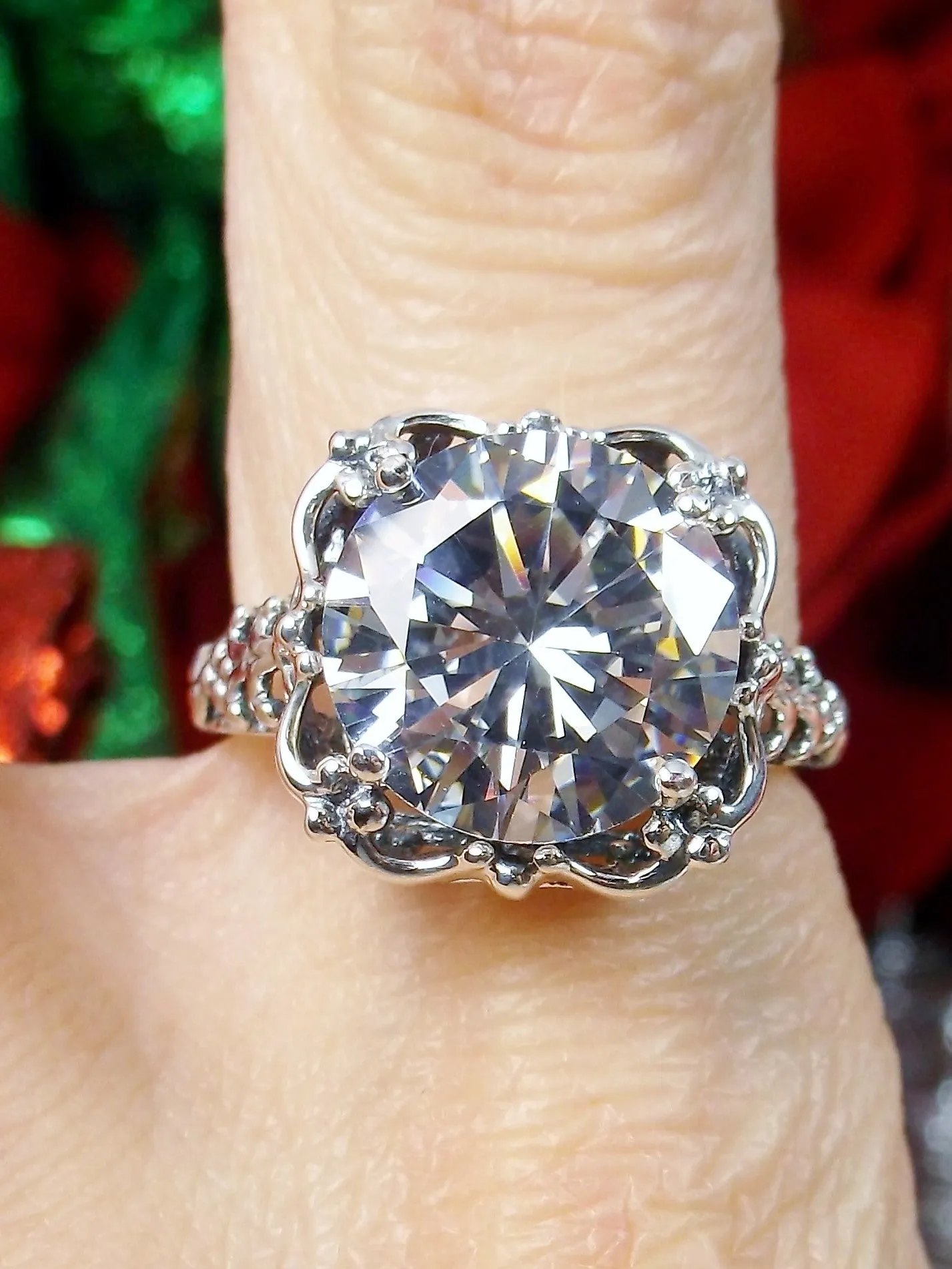 White Cubic Zirconia (CZ) Victorian Ring #D103
